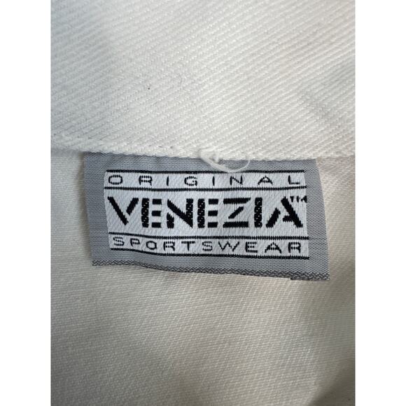 Vintage Venezia Sportswear White Denim Jumpsuit 80s Power Suit Cinched Waist XXS - Picture 9 of 16